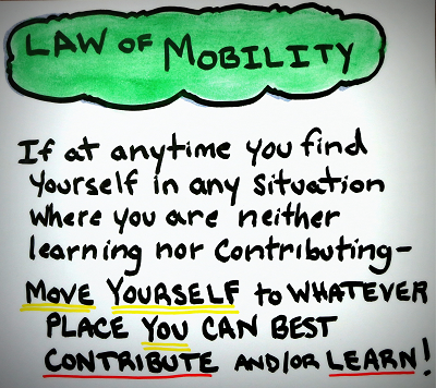 Consider the law of mobility when thinking about proposing open space technology sessions.