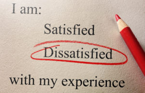 Customer opinion survey with Dissatisfied circled