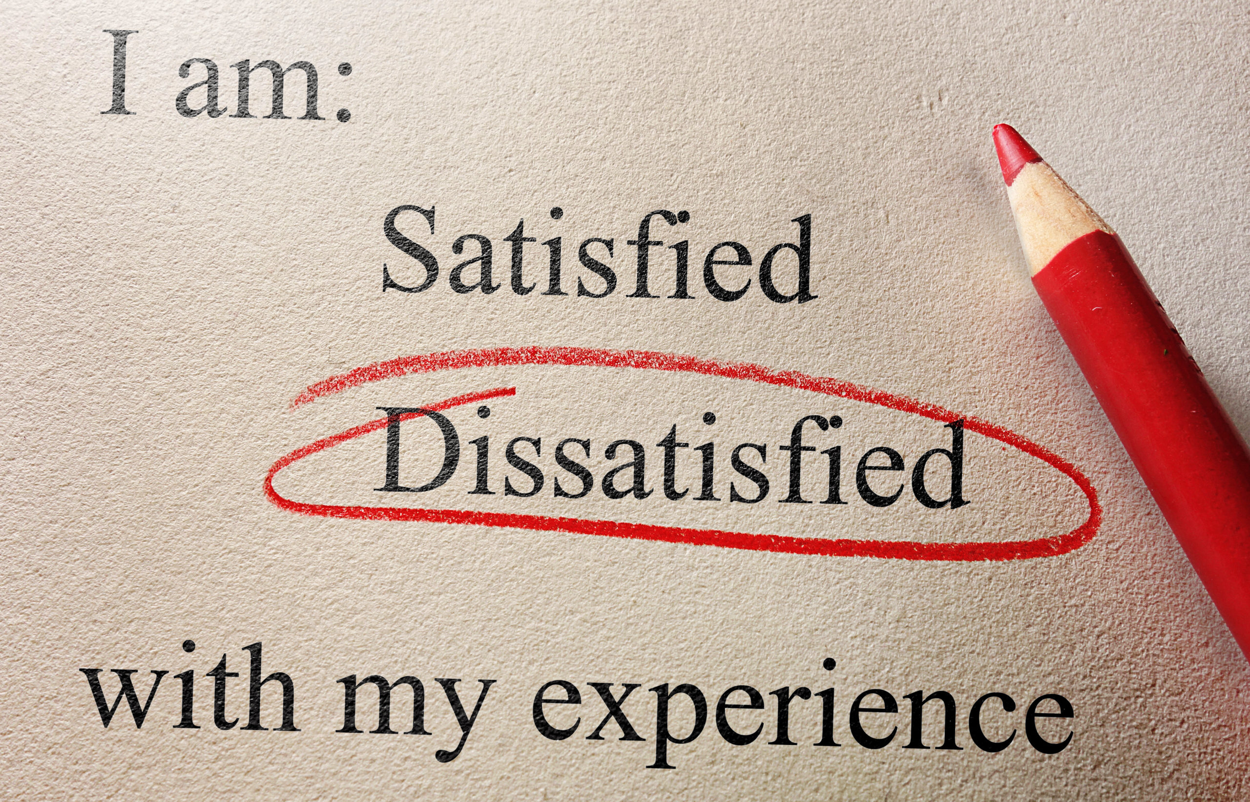 Customer opinion survey with Dissatisfied circled