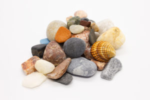 A pile of colorful rocks (and a sea shell)