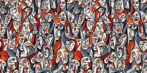 Abstract cubist portrait faces as seamless texture wallpaper