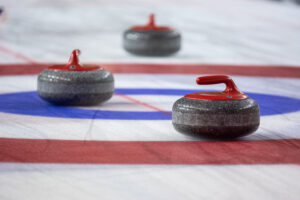 Curling rocks on the ice